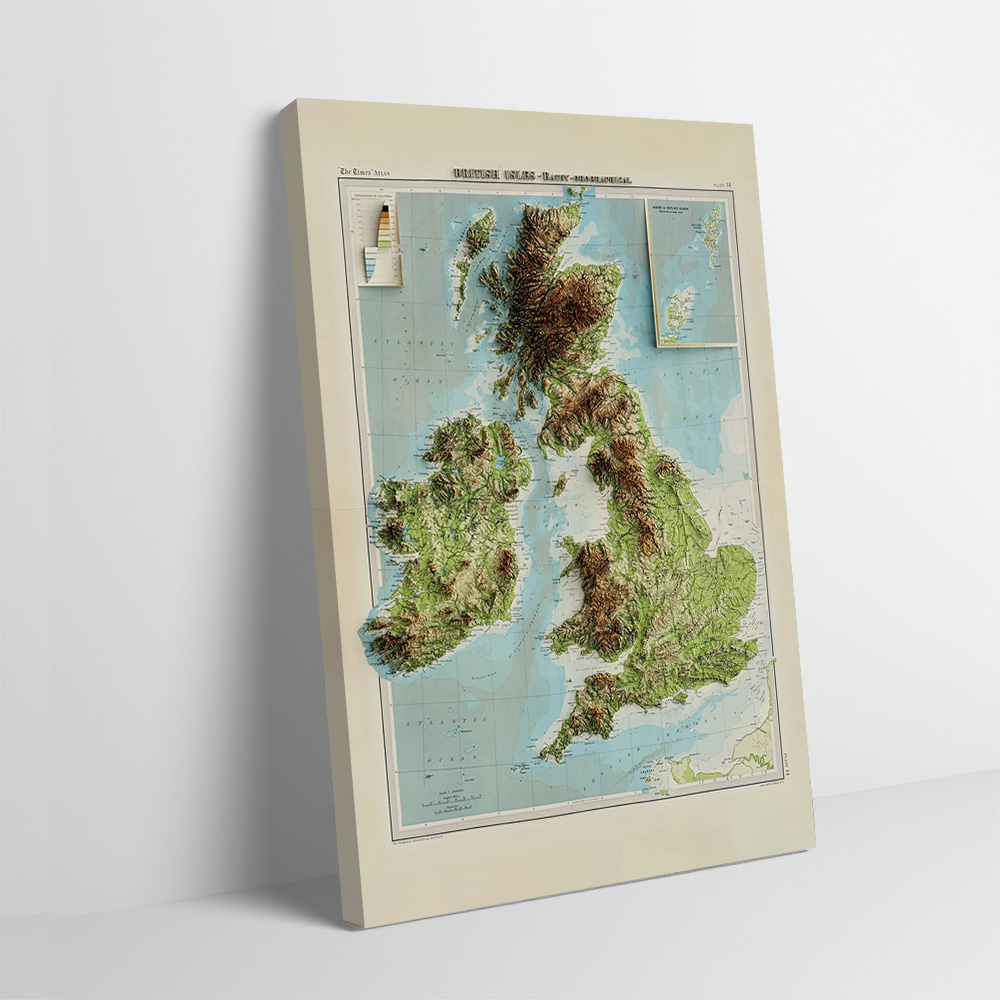 3D Printing Figure - 1922년 영국 제도의 3D 릴리프 지도