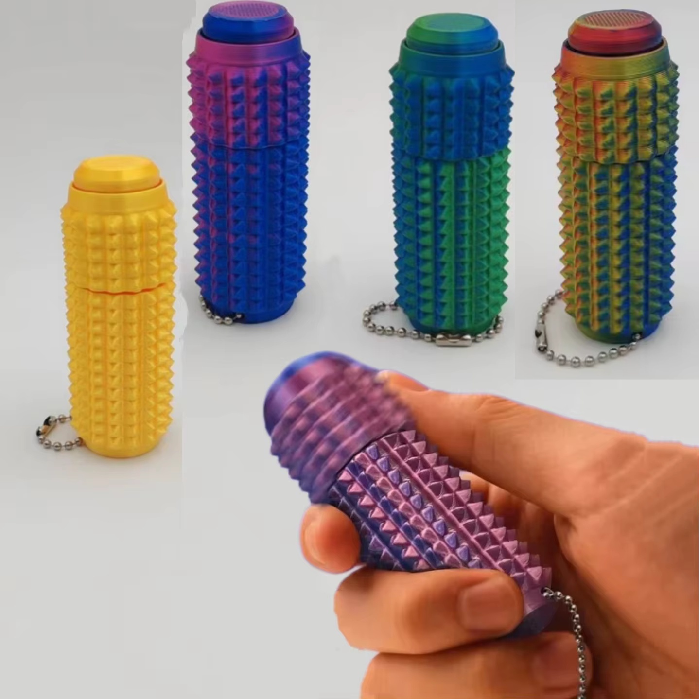 3D Printing Keychain - 재미있는 3D 프린팅된 스파이키 피젯 토이