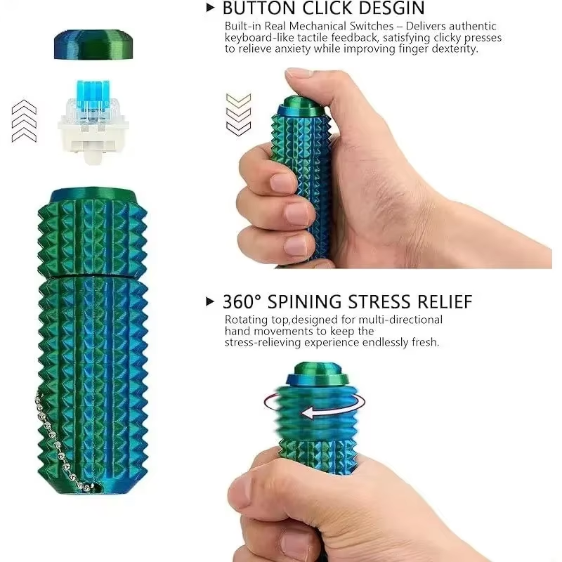 재미있는 3D 프린팅된 스파이키 피젯 토이 버튼 클릭  - 3D Printing Keychain 리뷰 및 가격