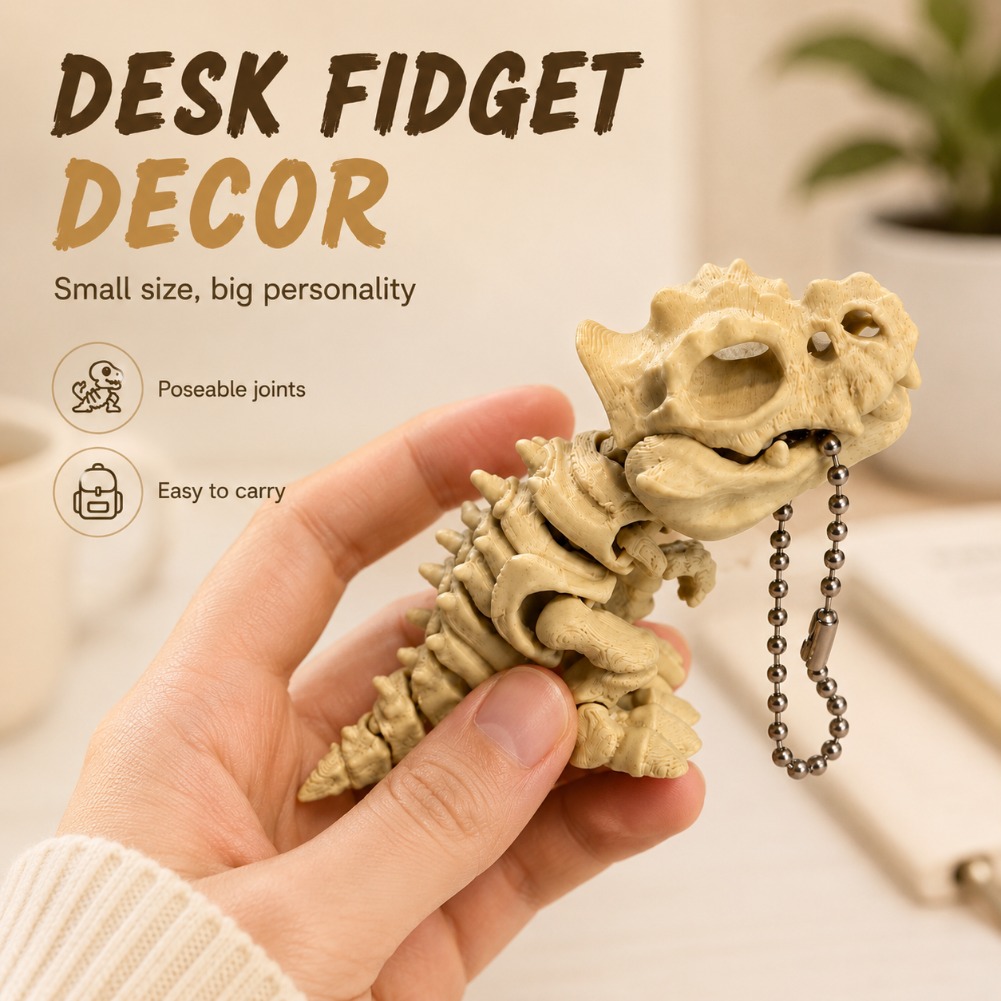 3D 프린팅된 회전 관절이 있는 티라노사우루스 렉스 골 - 3D Printing Keychain 리뷰 및 가격