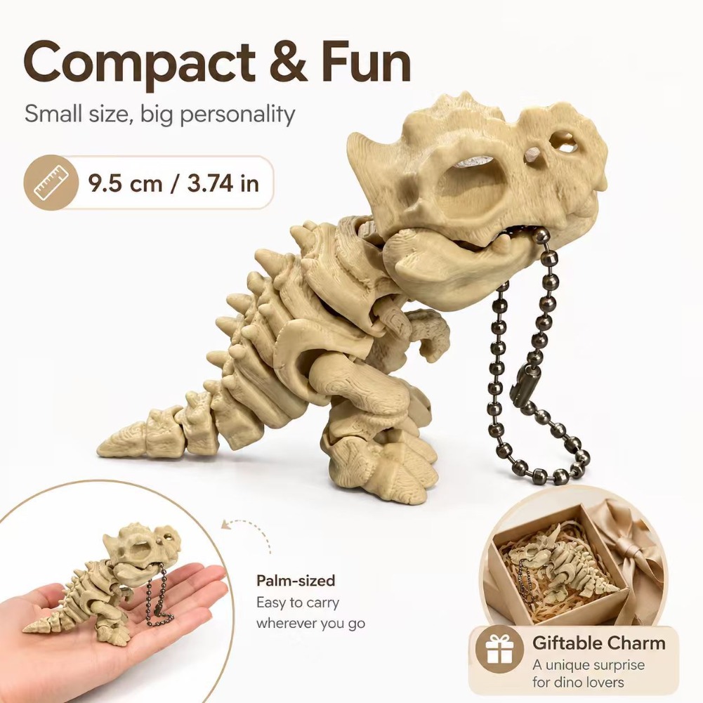 3D 프린팅된 회전 관절이 있는 티라노사우루스 렉스 골 - 3D Printing Keychain 리뷰 및 가격