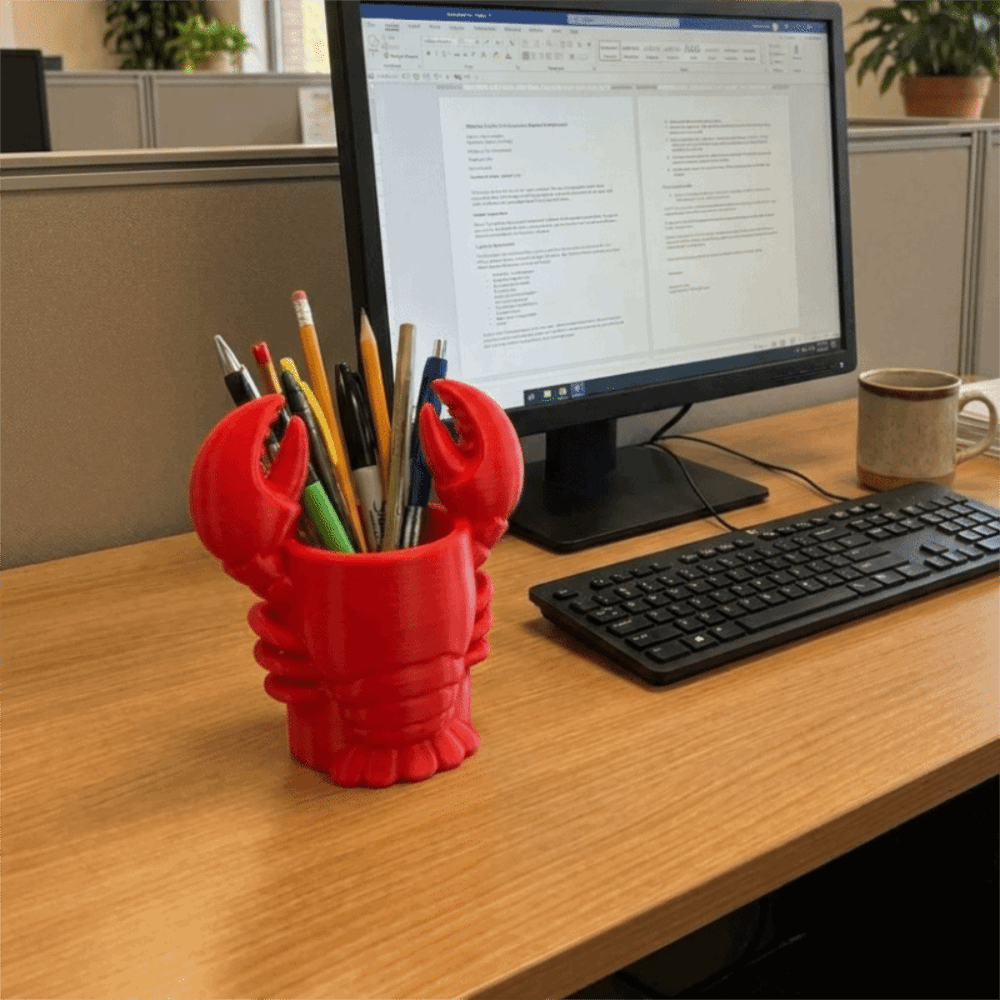 3D 프린팅된 바닷가재 모양 연필꽂이 동물 모양 플라스 - 3D Printing Cafe 리뷰 및 가격