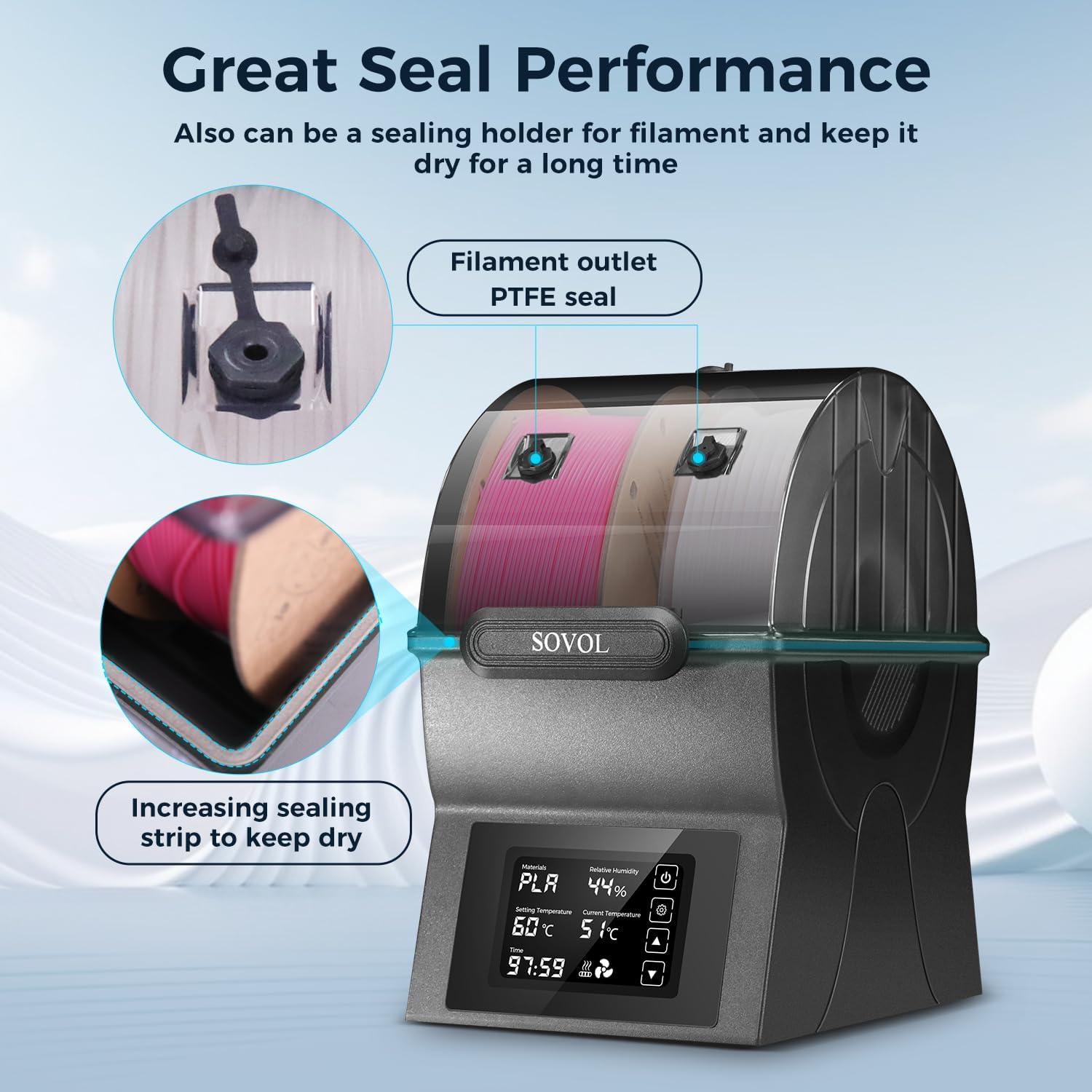 Sovol 필라멘트 건조기 SH02 드라이 박스 필라멘 - 3D Printing Ptc 리뷰 및 가격